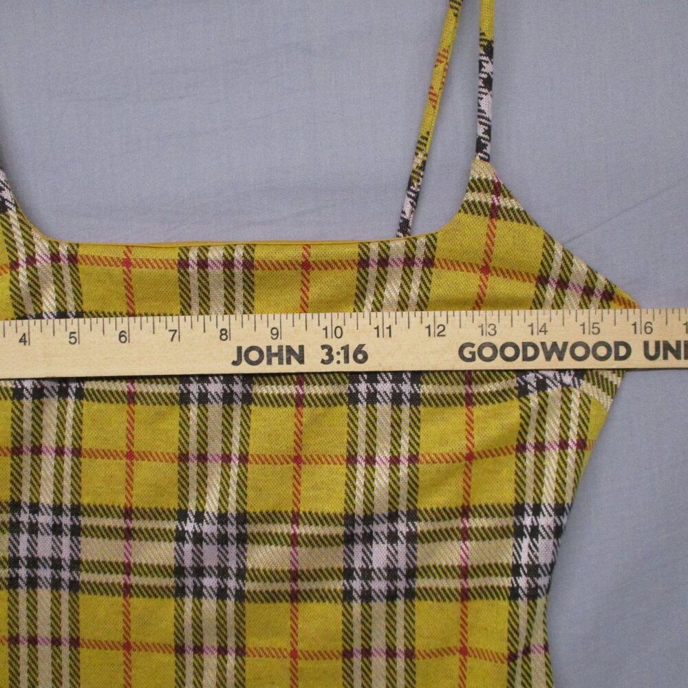 Papaya Spaghetti Strap Bodycon Plaid Yellow Women Size‎ | XS - Picture 5 of 10